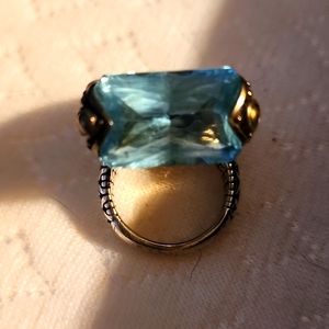 John Hardy 2 tone blue topaz ring